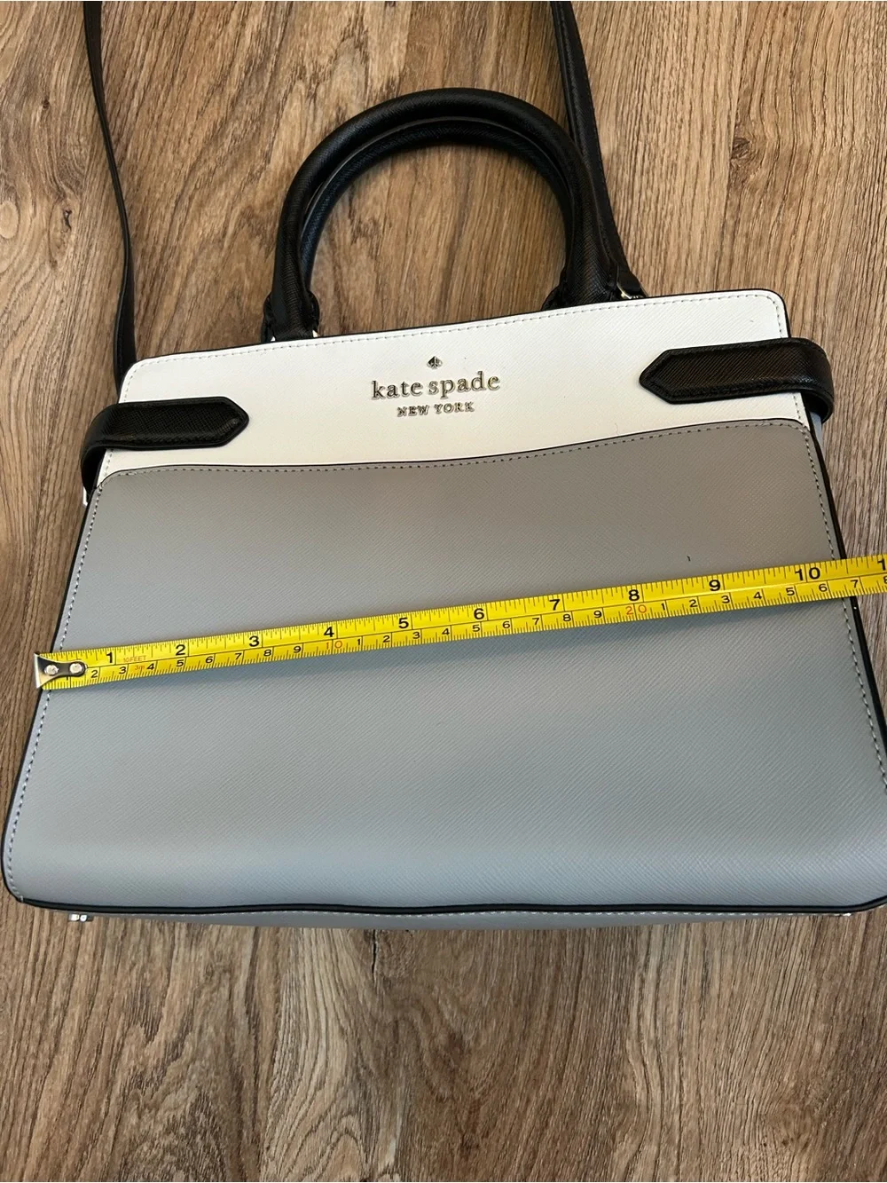 kate spade Gray, White & Black Leather Satchel